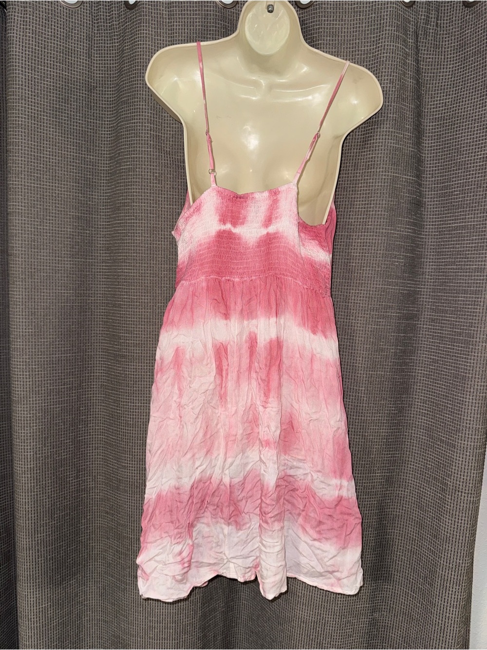 Pink Tie-Dye Spaghetti Strap Summer Dress